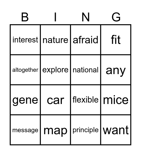 Phonetics Bingo Card