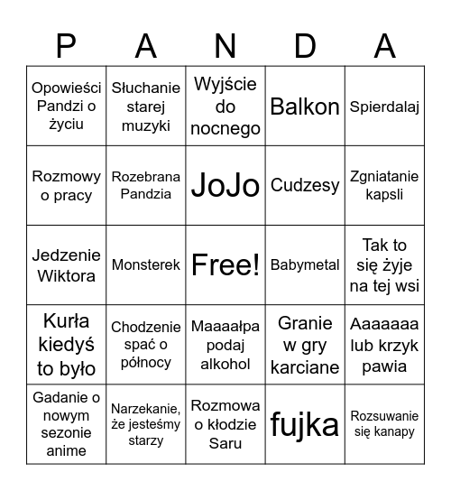 MojpaBINGO2 Bingo Card