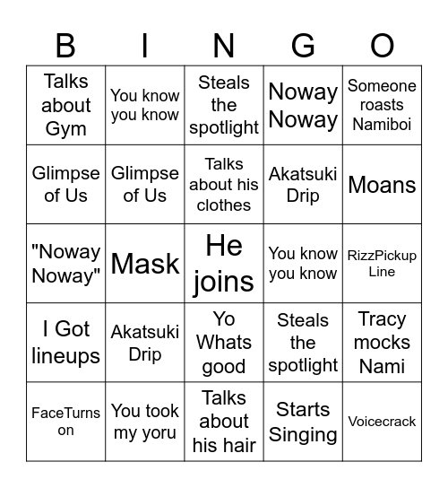 asdfsaggaeaeg Bingo Card