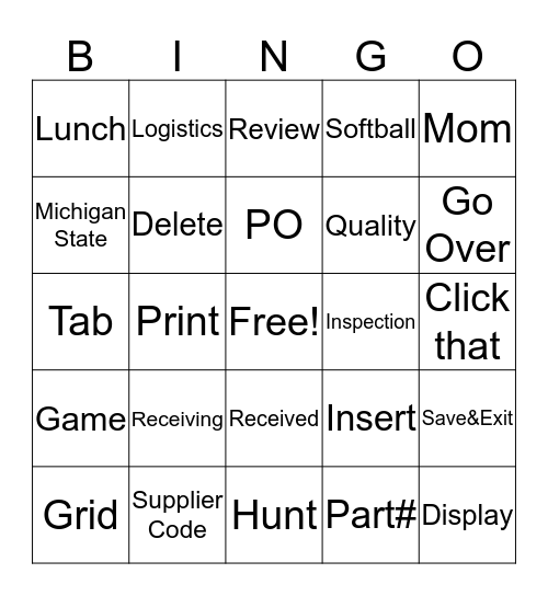 Wentzloff BINGO (2) Bingo Card