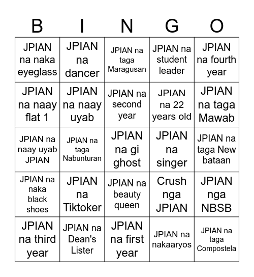 JPIAN BINGO Card