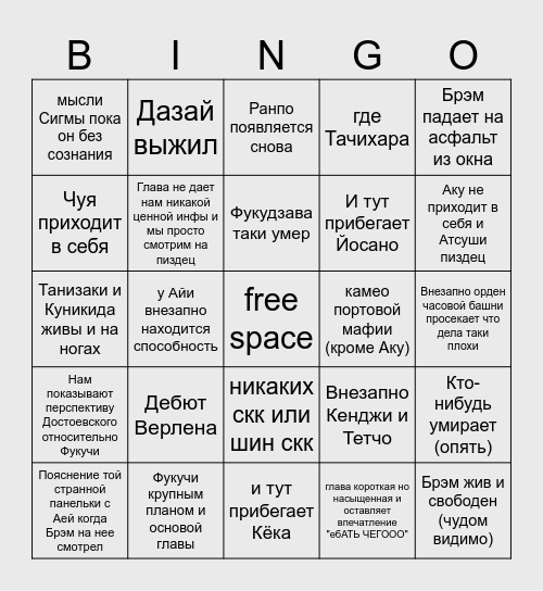 110 bsd chapter Bingo Card