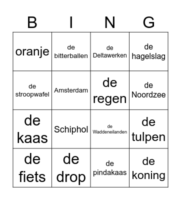 Nederland-bingo Card