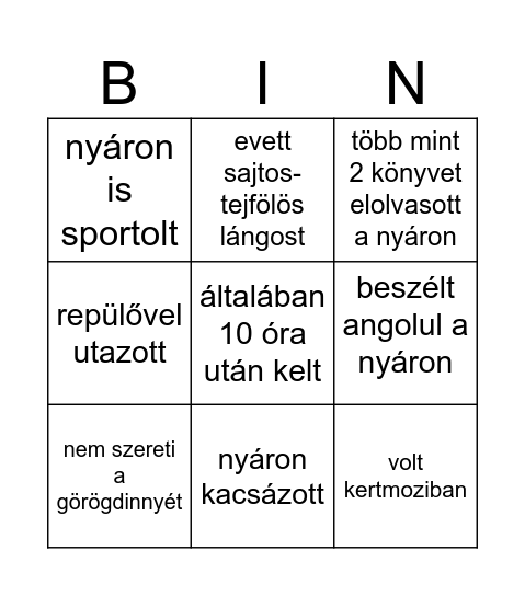 Keress valakit, aki.... Bingo Card