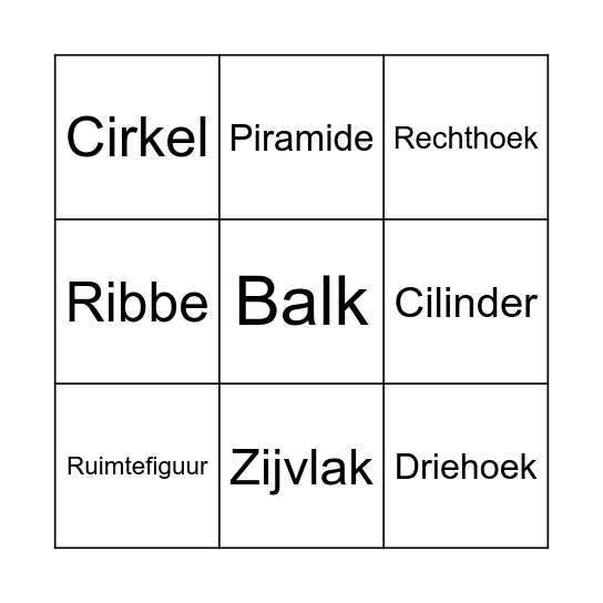 Ruimtefiguur bingo Card