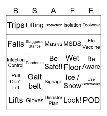 Safety Bingo Card