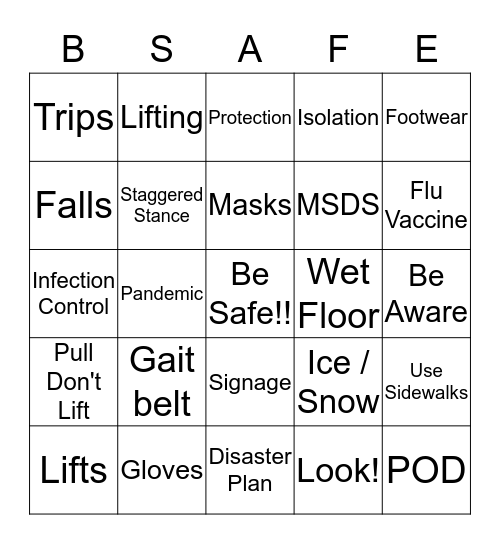 Safety Bingo Card