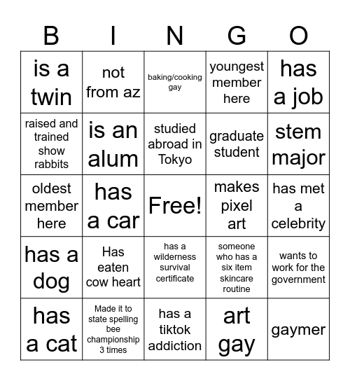 GRL Bingo Card