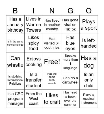 CSC Bingo Card