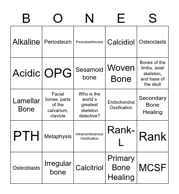 Bones Bingo Card