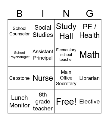 Sheehan BINGO Card