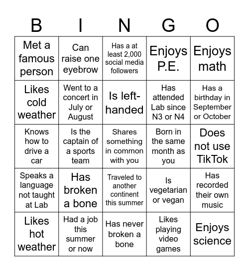 Advanced Journalism Bingo Card