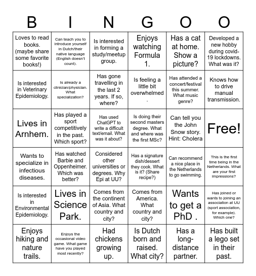 Epi 2023-2025 Bingo Card