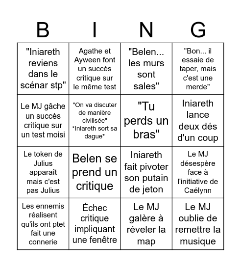 Bingo la compagnie de fer Bingo Card