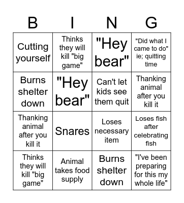 Alone Bingo Card