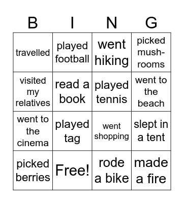 Summer Bingo Card