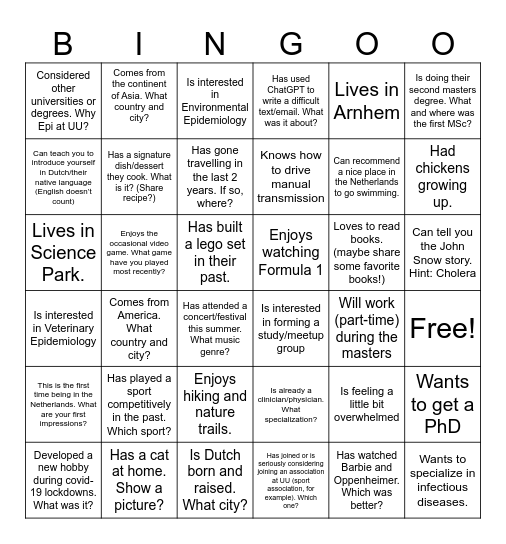 Epi 2023-2025 Bingo Card