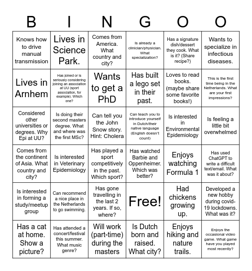 Epi 2023-2025 Bingo Card