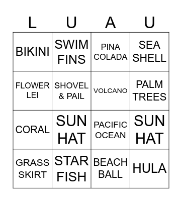 LUAU BINGO Card
