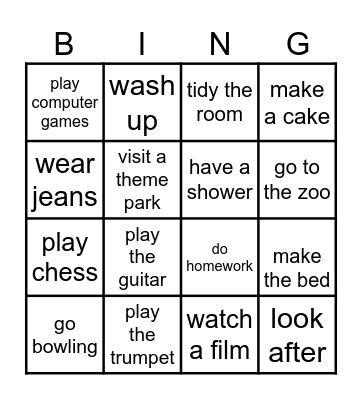 Every day routines Bingo Card