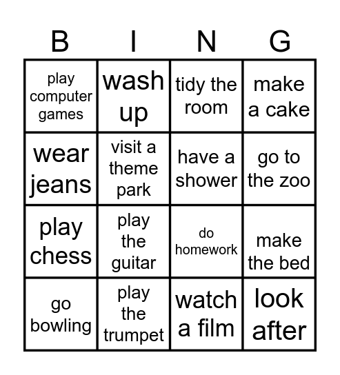 Every day routines Bingo Card
