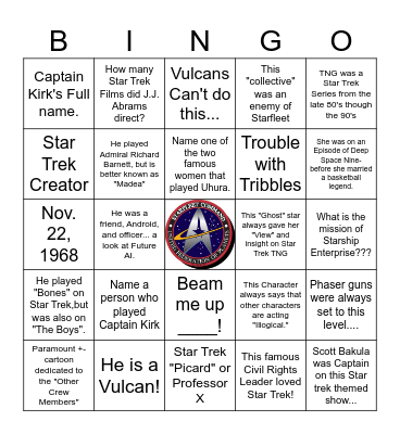 Star Trek Bingo Card