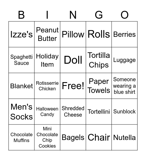 Costco Bingo Card