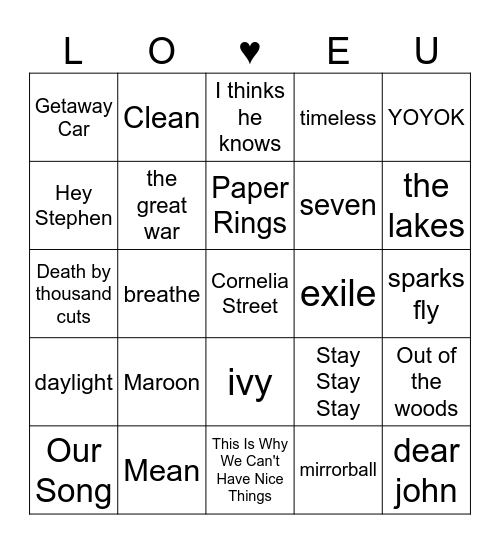 SURPRISE DINNER Bingo Card