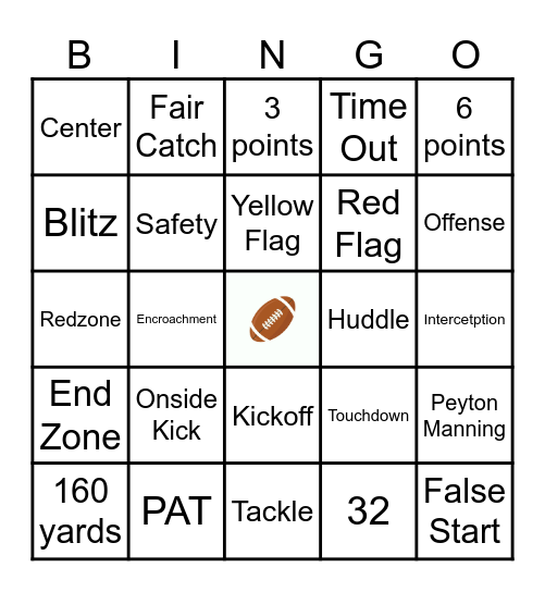 Football Trivia Bingo Card