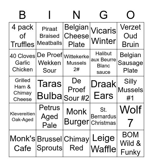 BelgianFest Bingoooooooooo Bingo Card