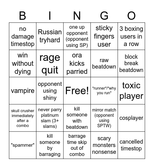 SPTW Bingo Card