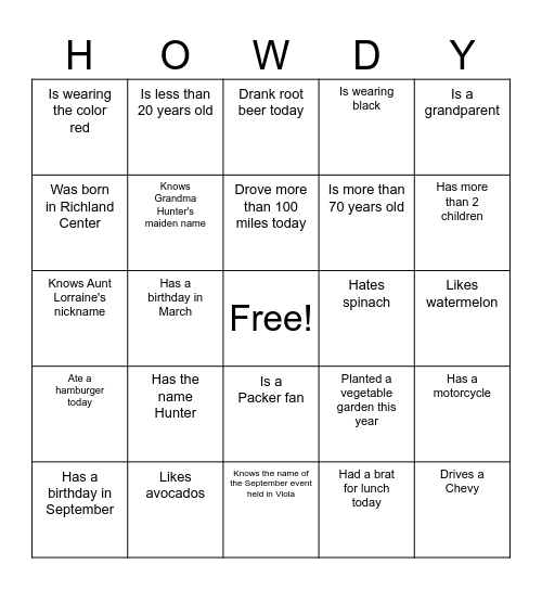 Get To Know You Bingo Card