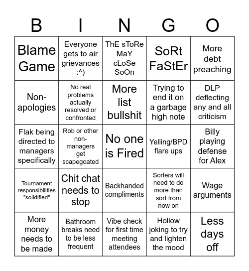 Meeting Bingo Card