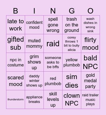 Disney Princess Bingo Card