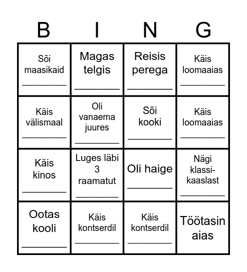 SUVEBINGO Card