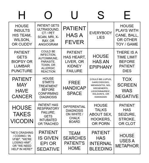 House Bingo Card