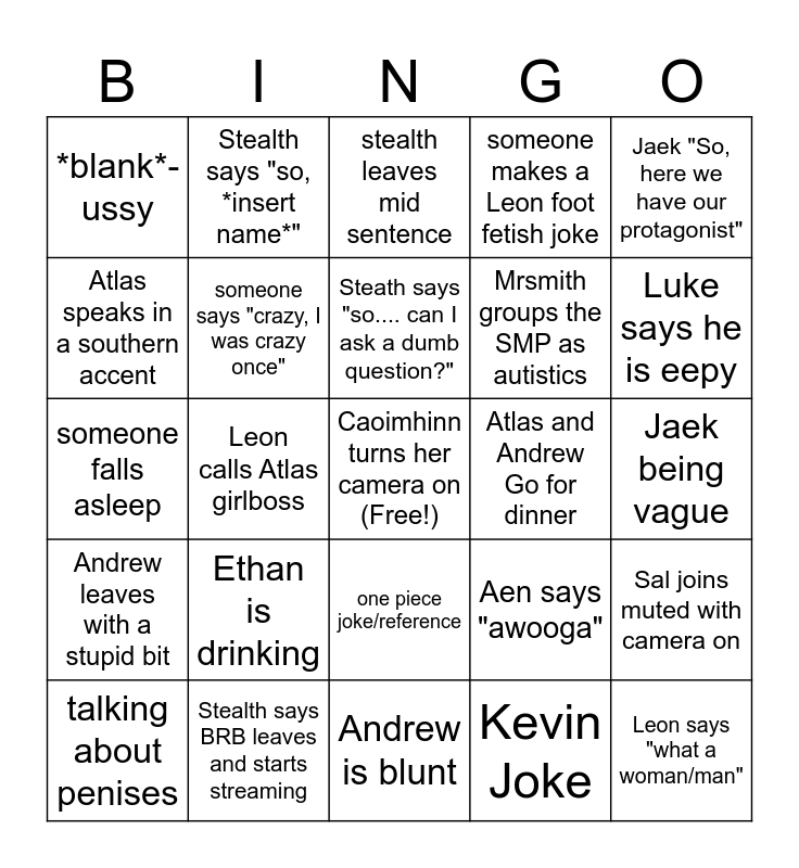Dunn3 SMP VC Bingo Card