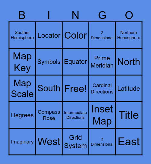Map and Globe Skills Bingo Card