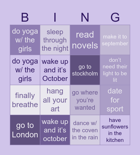 there it goes ♥︎ Bingo Card