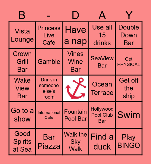FAMILY AND FRIENDS CRUISE 2023 Bingo Card