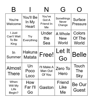 SINGO Bingo Card