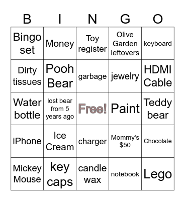 Whats in a toy box? Bingo Card