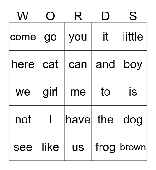I can read English  Bingo Card