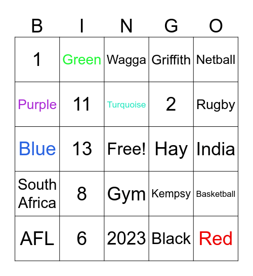 Year 12 2023 Bingo Card