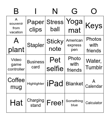 What’s At Your Desk Bingo Card