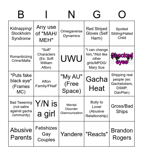 Gacha Bingo Card