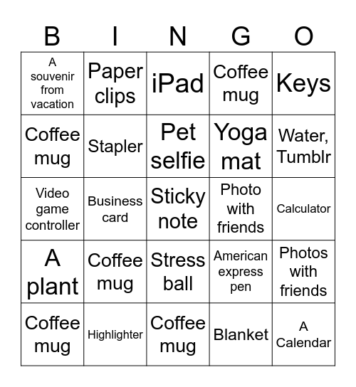 What’s At Your Desk Bingo Card