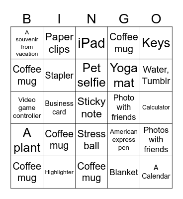 What’s At Your Desk Bingo Card