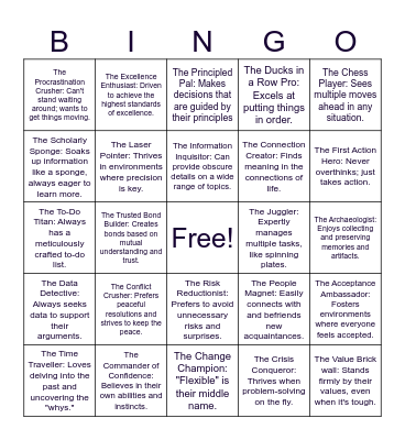 Strengths Bingo Card