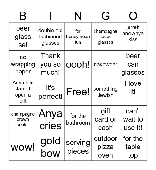 Brunch and Bubbly Bridal Shower Bingo Card